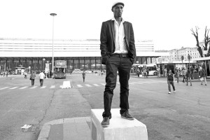 Rome October 31, 2013. Amin Nour, Somali-Italian actor, photographed at the Termini station in Rome/Amin Nour, attore somalo-italiano, fotografato alla Stazione Termini a Roma. Photo: RINO BIANCHI